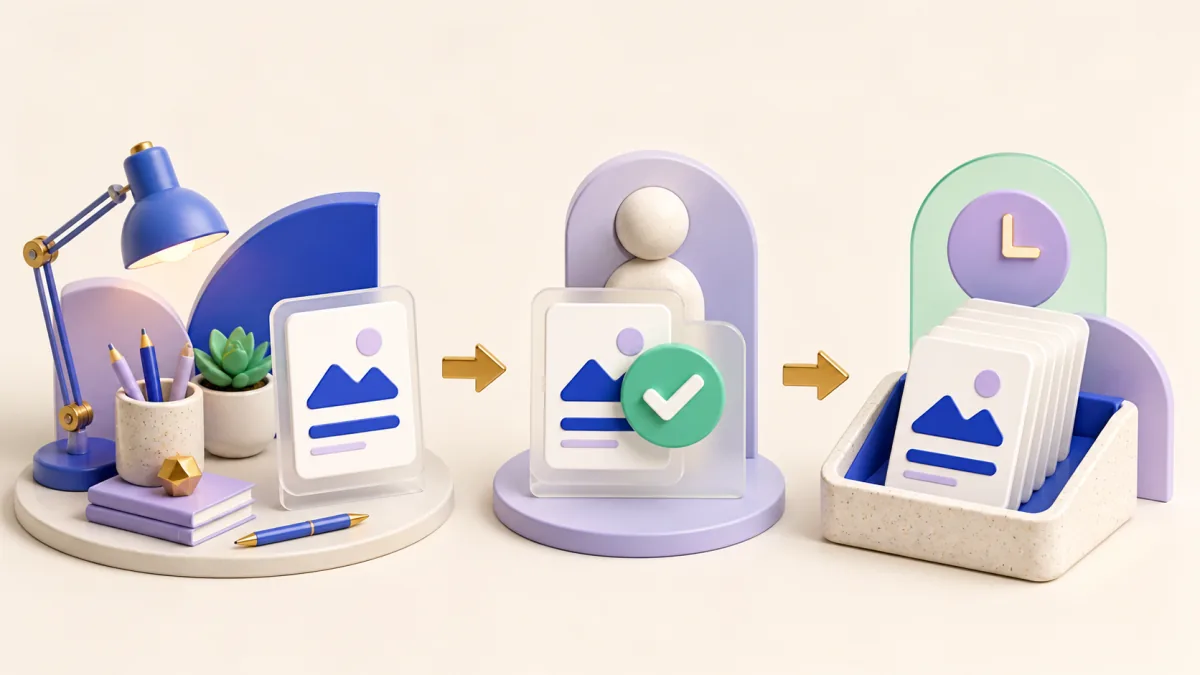 A post moving from creation through client approval into a scheduled tray