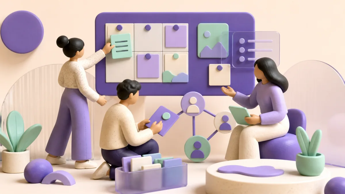 A small team organizing shared posts and a community network